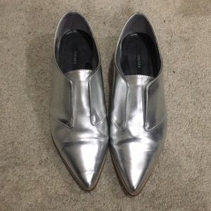 Silver metallic loafers